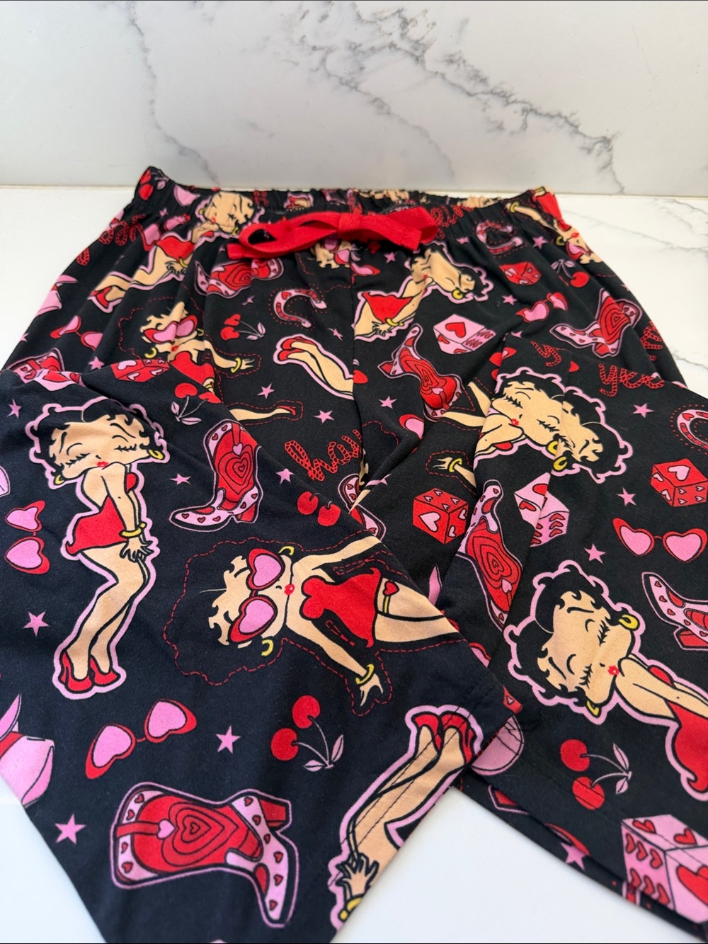 Women's Pink & Black Printed Sleep pants - Medium